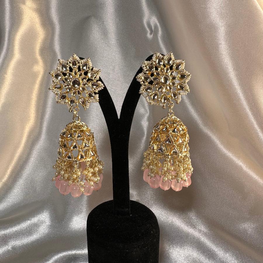 Earring in Jhumka Style Kundan Gold color
