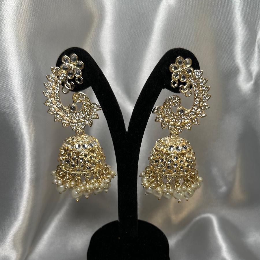 Earring Pearl Cascade Kundan Jhumka