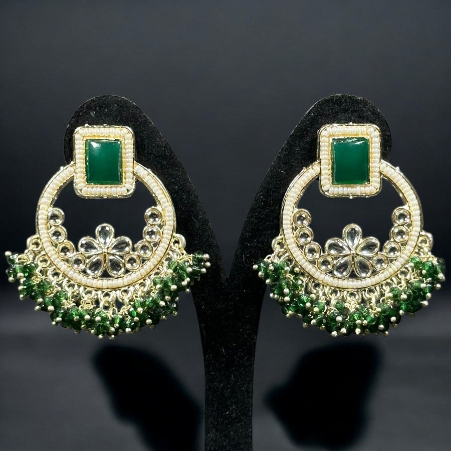 Green Kundan Earrings