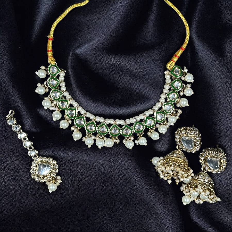 Polki Kundan Pearl Necklace Set