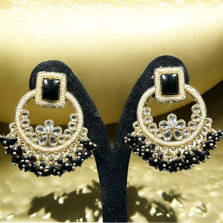 Black Kundan Earrings