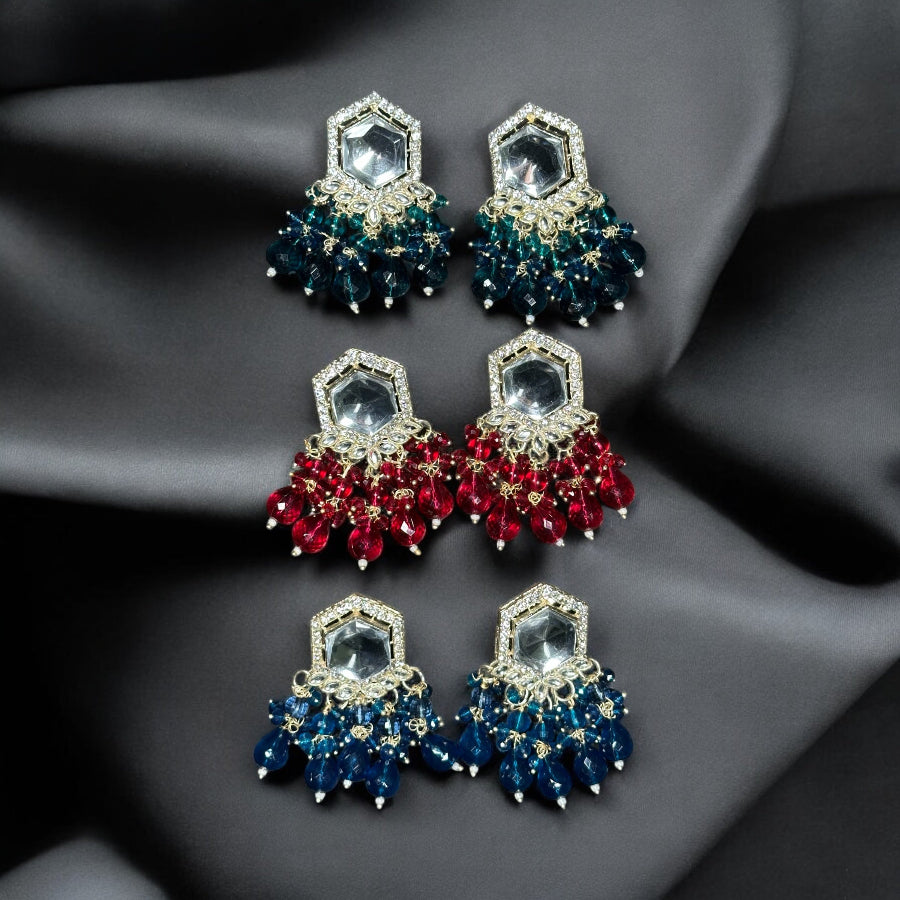 Color Beads Kundan Earrings