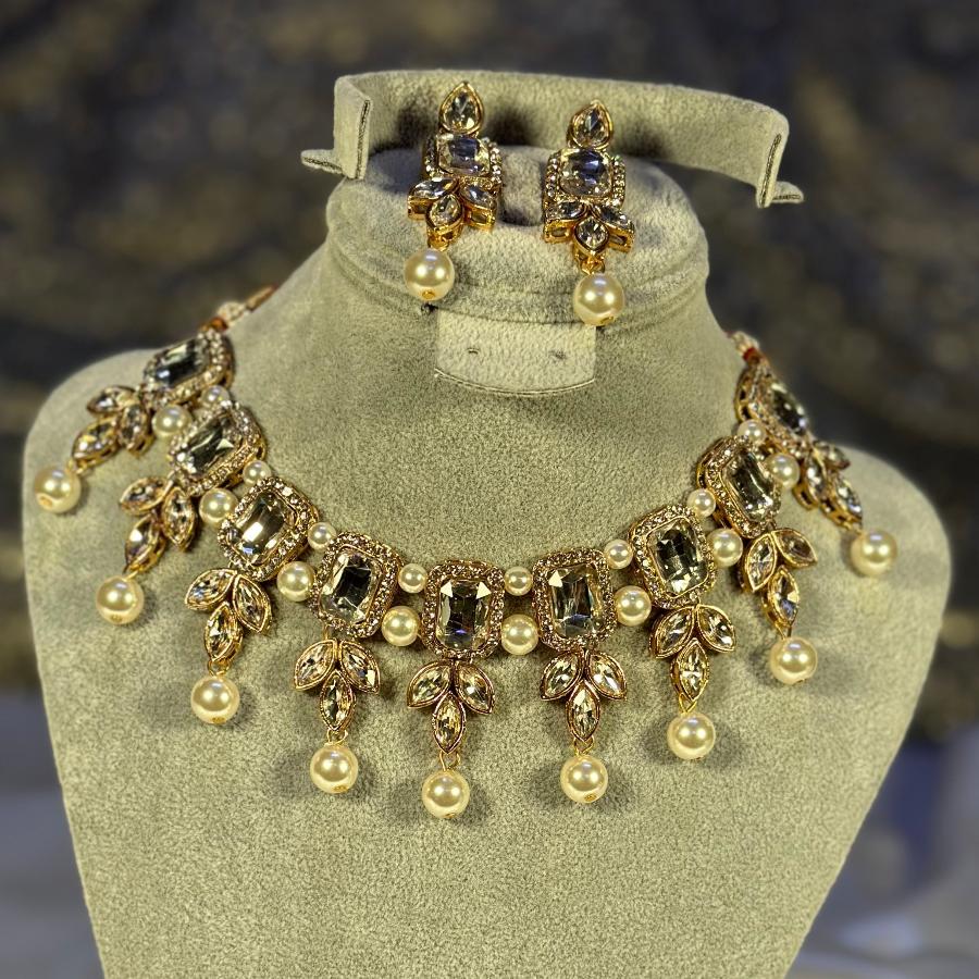 Kundan Necklace White Set