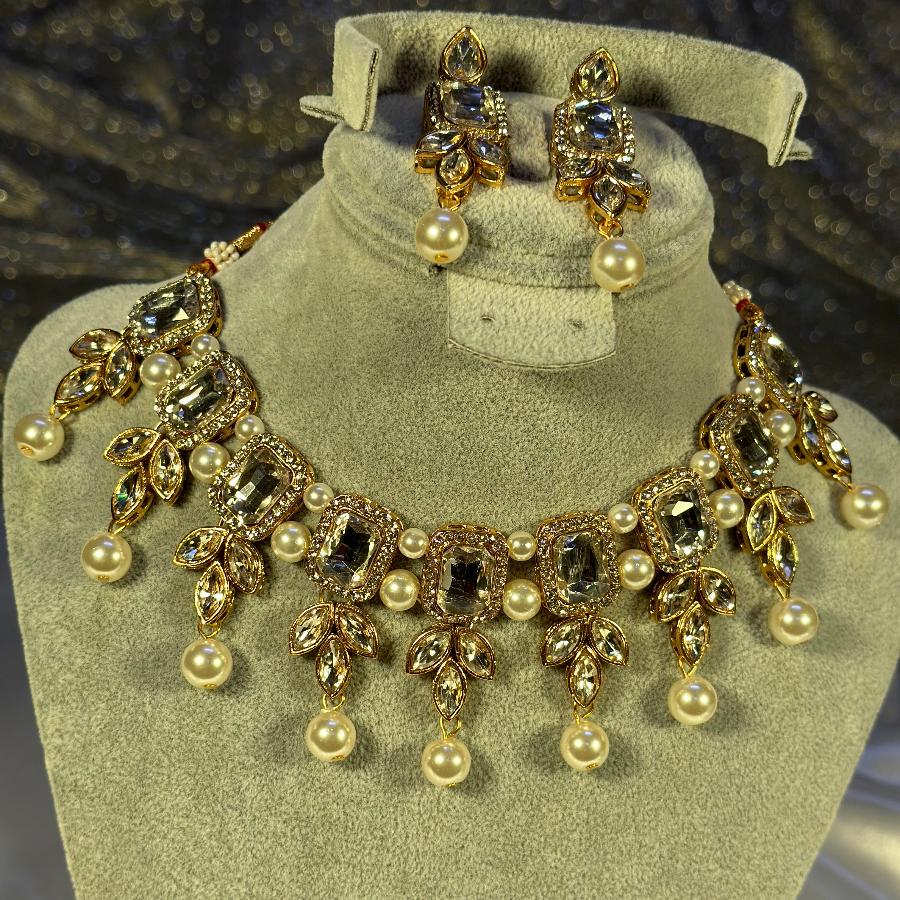 Kundan Necklace White Set