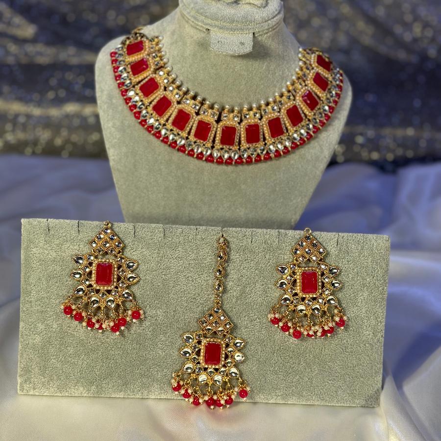 Necklace Jewelry Red Set