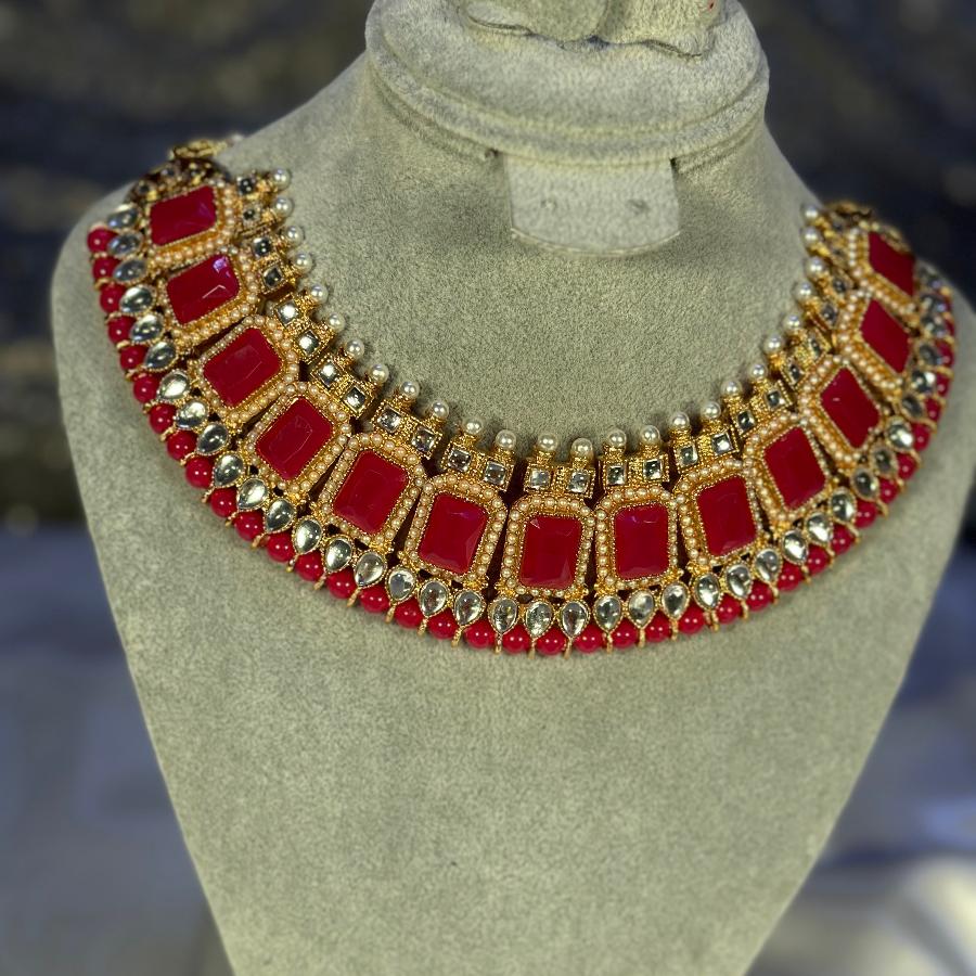 Necklace Jewelry Red Set