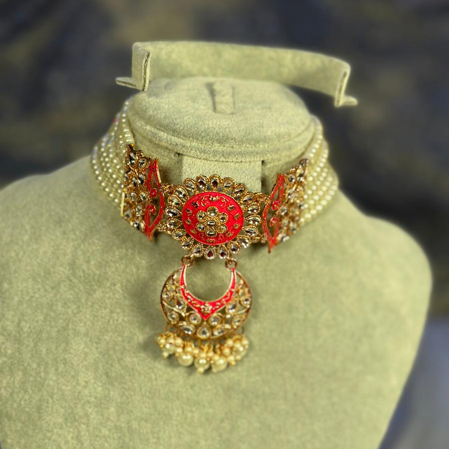Kundan Choker Necklace Pink Set