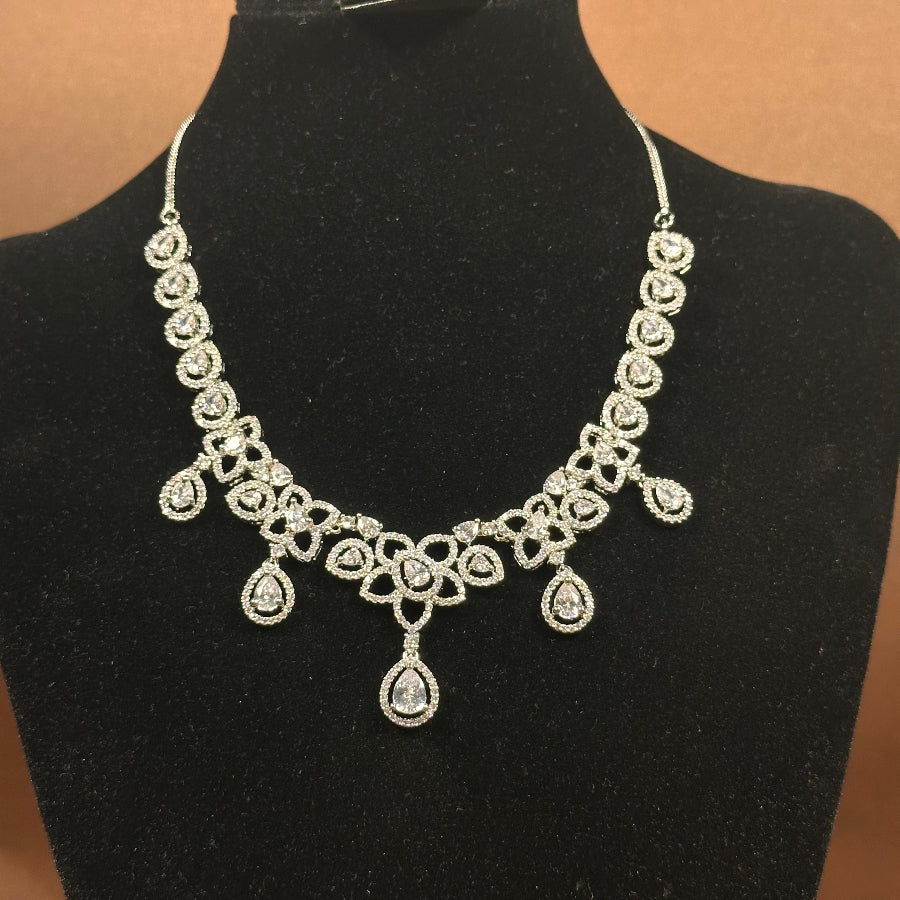 Delicate Teardrop AD Zircon Necklace Set