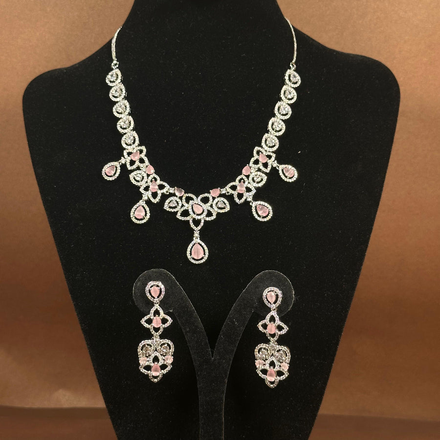 Delicate Teardrop AD Zircon Necklace Set