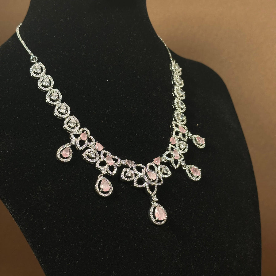 Delicate Teardrop AD Zircon Necklace Set