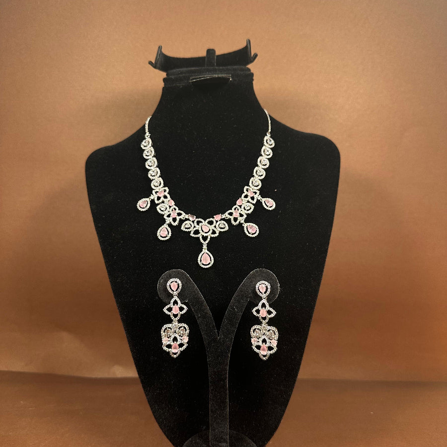 Delicate Teardrop AD Zircon Necklace Set