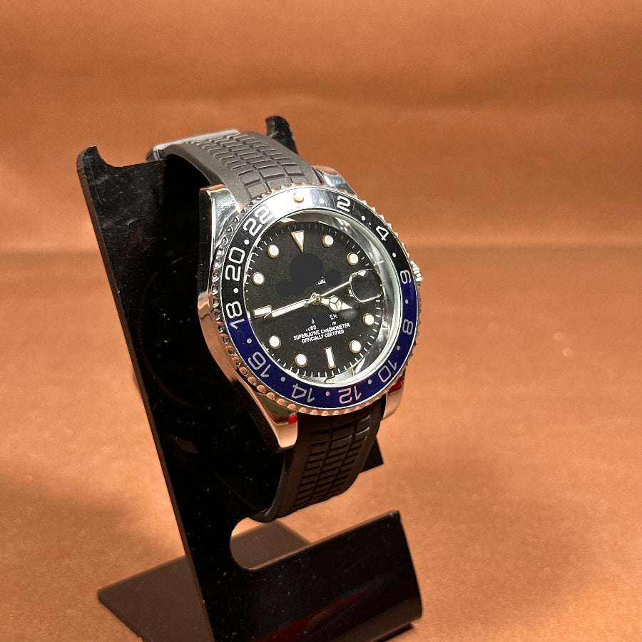 Dual-Tone Bezel Men’s Sport Watch with Rubber Strap