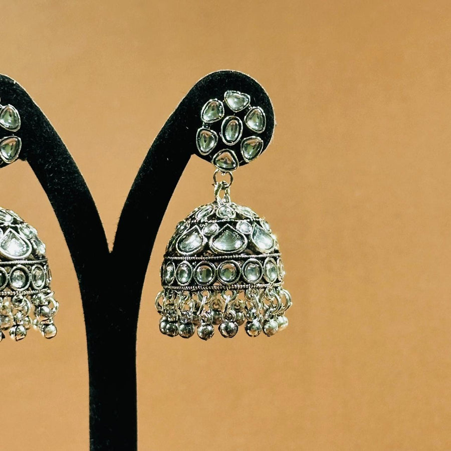 Graceful Silver Dome Jhumka