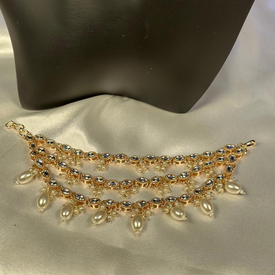 Bridal Kundan Saharay 3 Layers Pearl