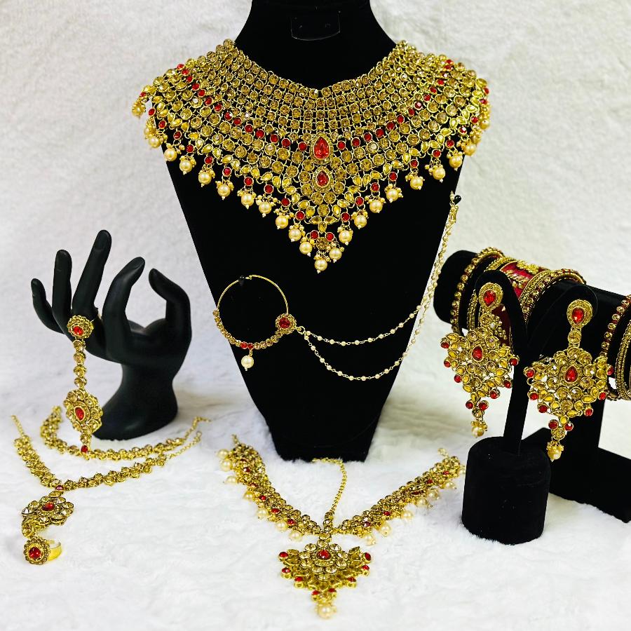 Quality Artificial Jewelry Set Gold and Red