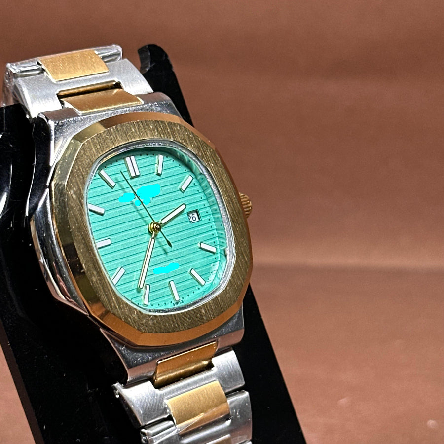 Luxury Watch In Tiff Blue Dial With Dual Tone Metal Strap