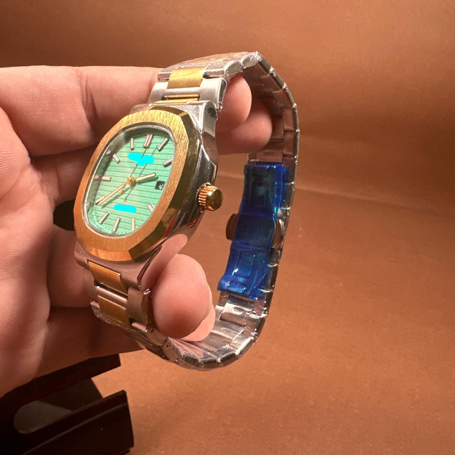 Luxury Watch In Tiff Blue Dial With Dual Tone Metal Strap