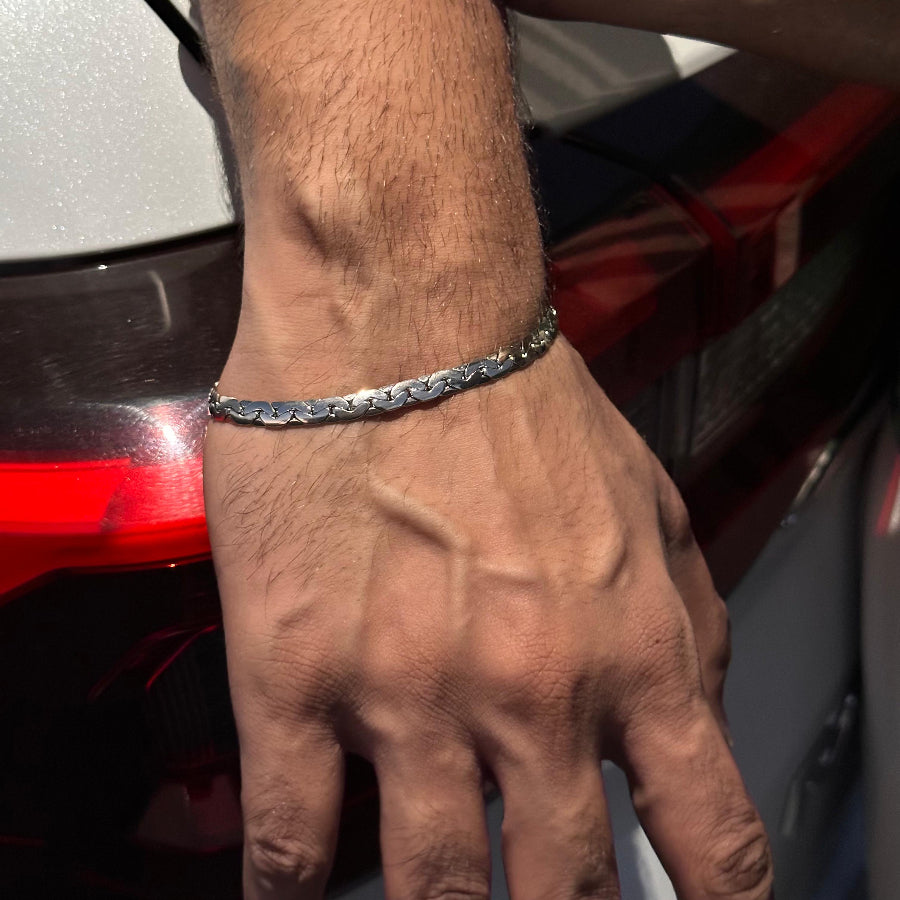 Men's Silver Bean Chain Bracelet