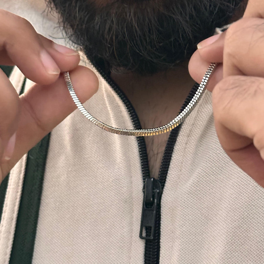 Men's Silver Box Snake Chain Necklace