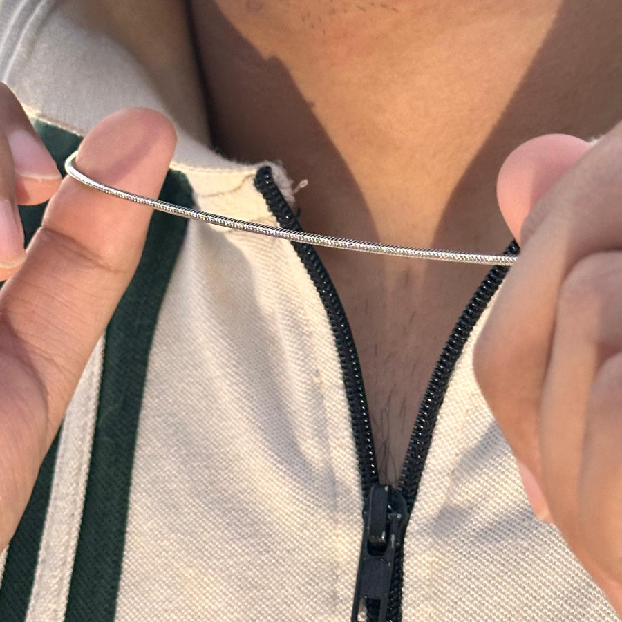 Men's Silver Snake Round Chain Necklace