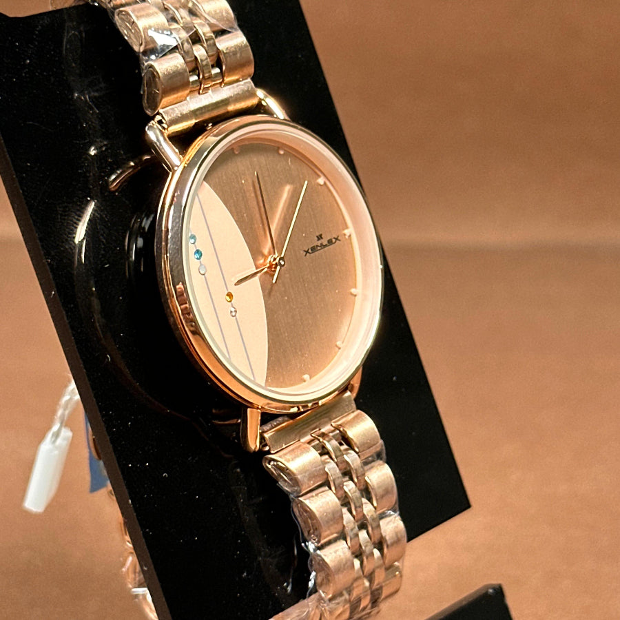Original Xenlex for Women Watch in Dual tone also strap color is golden