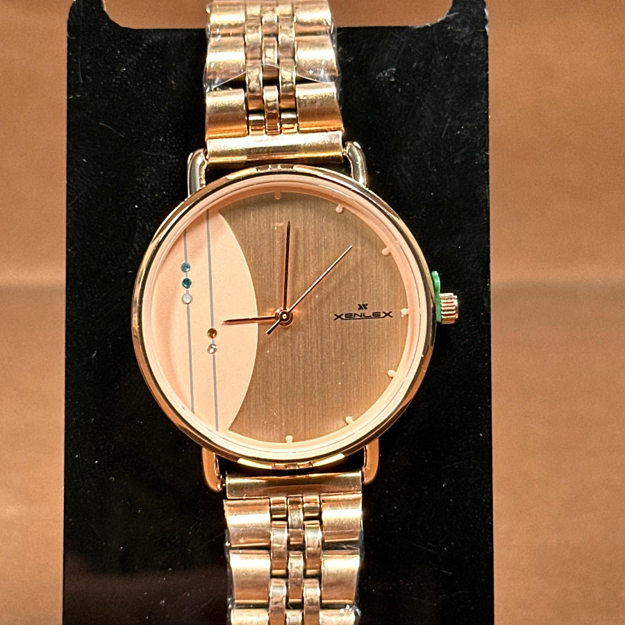 Original Xenlex for Women Watch in Dual tone also strap color is golden