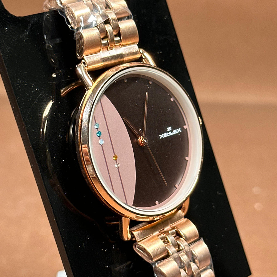Original Xenlex for Women Watch in Dual tone brown and pink gold color strap