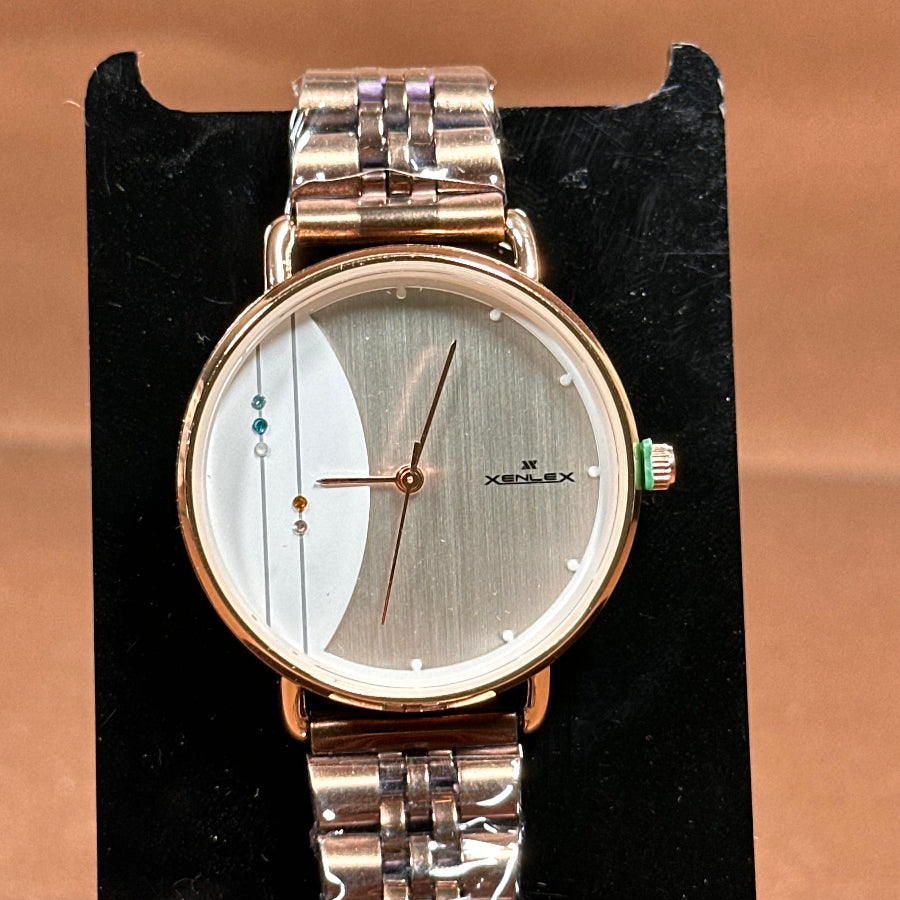Original Xenlex for Women Watch in Dual tone brown metal strap