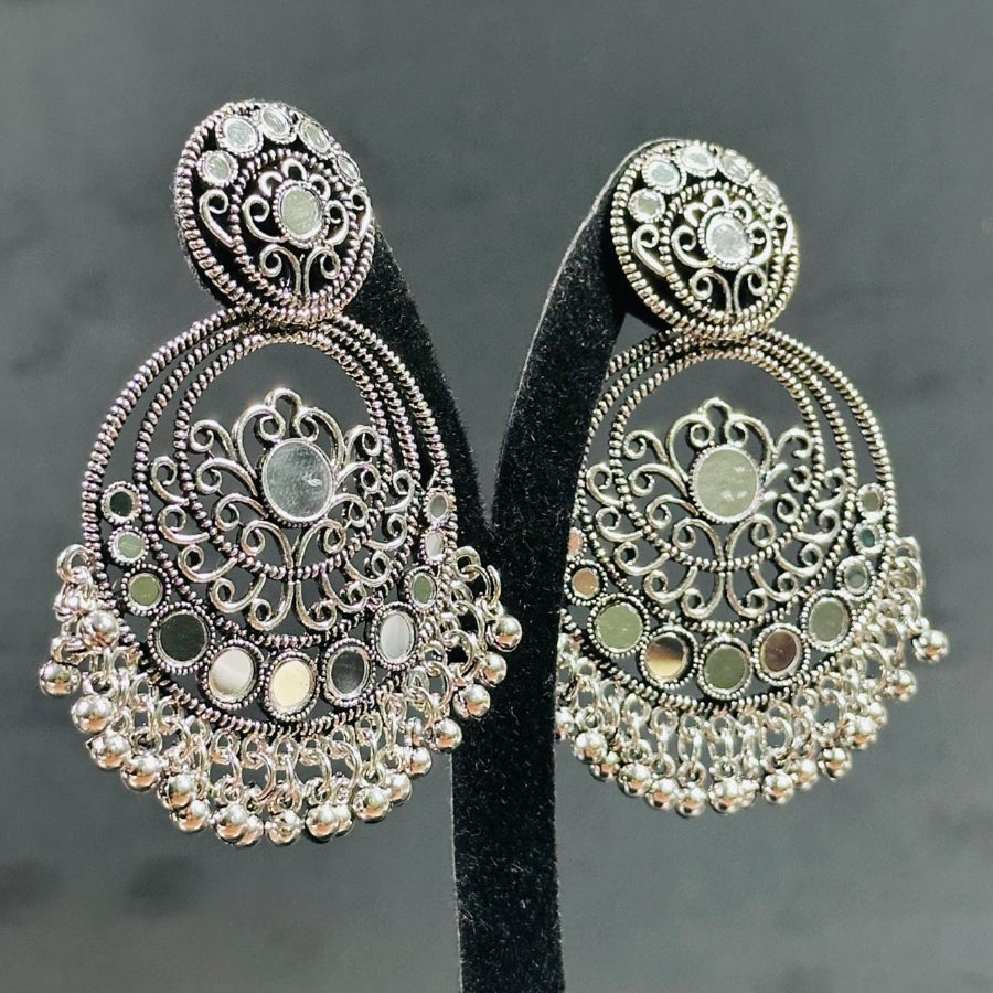 Silver Mirror Glow Jhumka