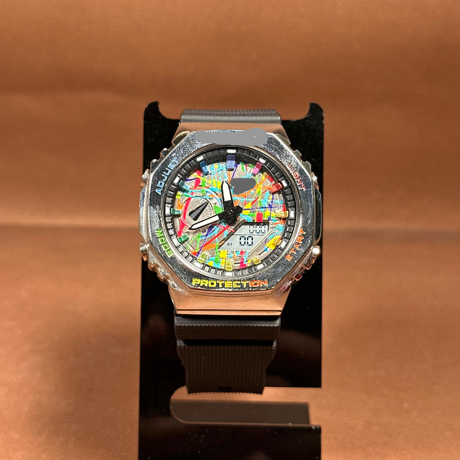 Sport Digital-Analog Watch with Metal Bezel Available in Blue, Black and Lemon Strap