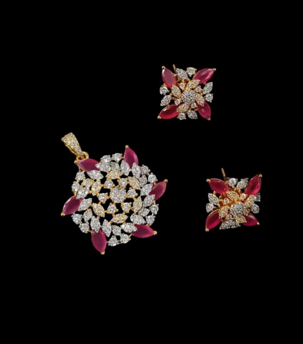 Royal Ruby-Zirconia Pendant Set
