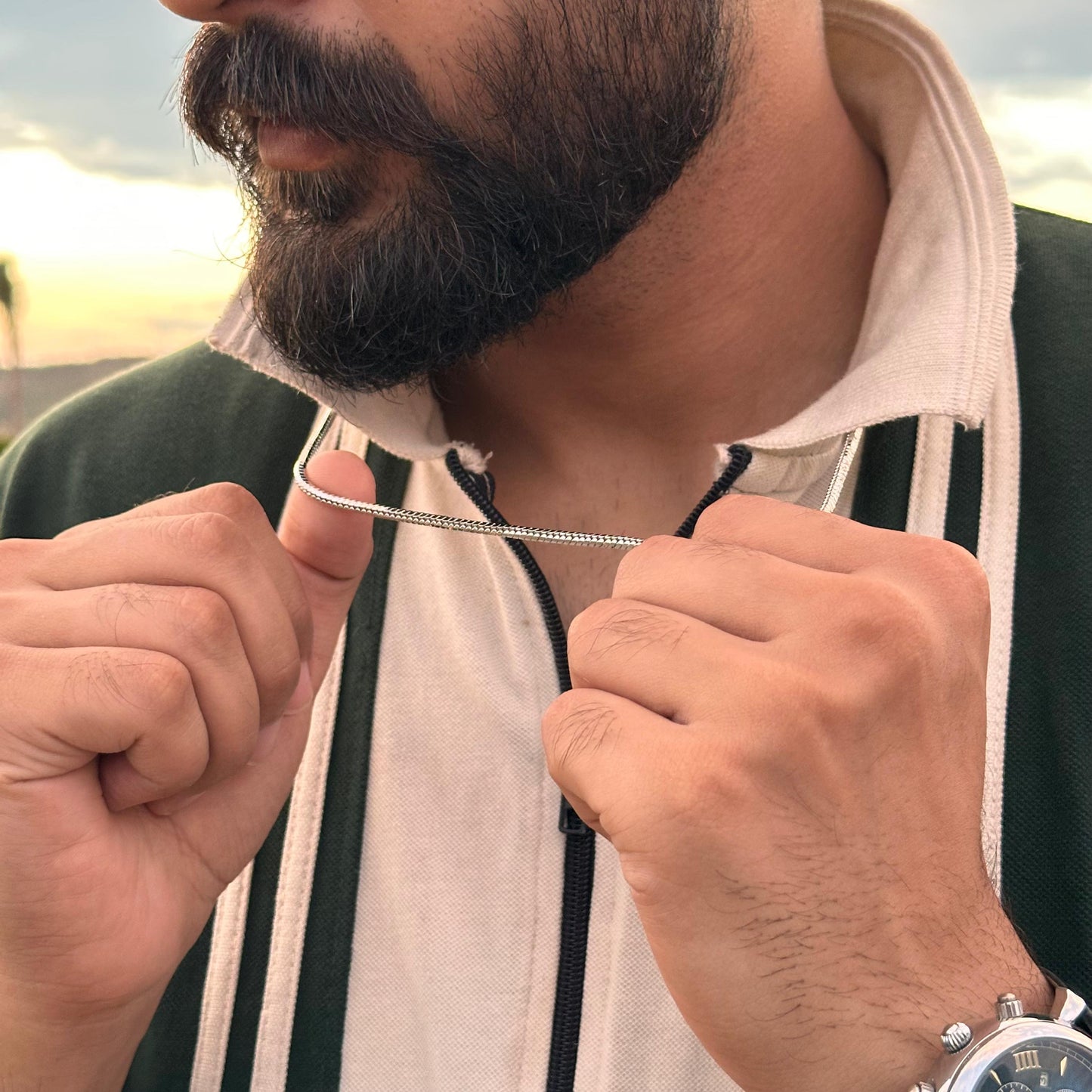 Modern Silver Rope Chain Necklace