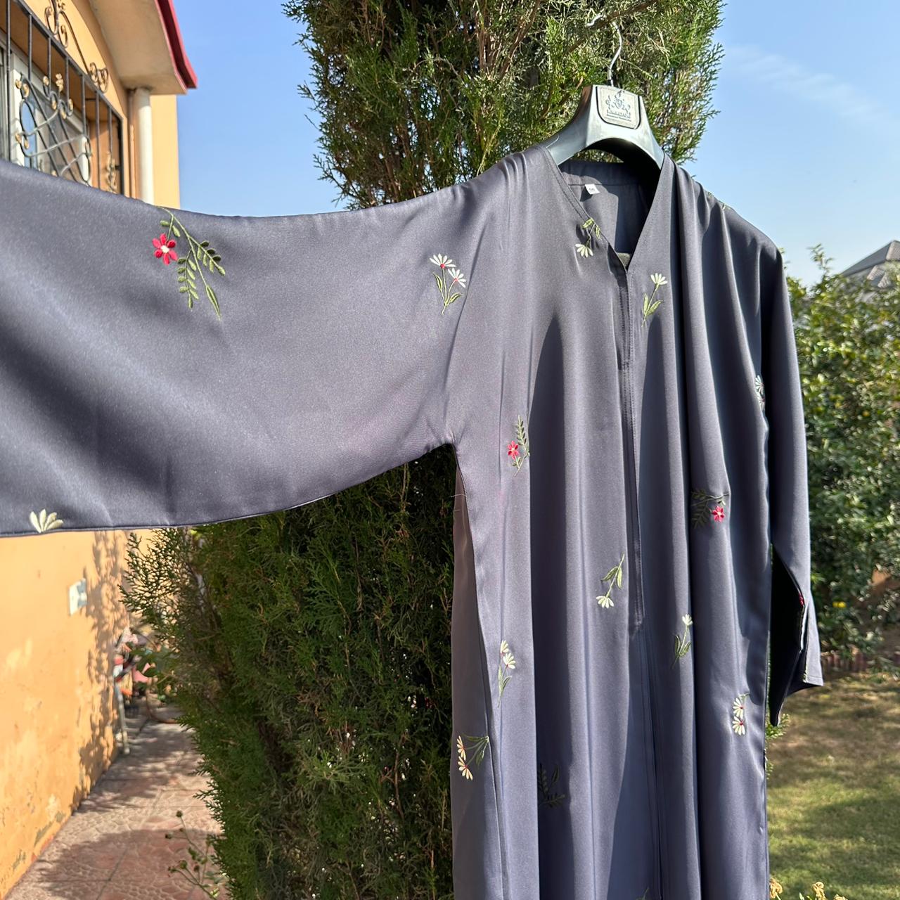 Rose Petal Grace Abaya Lavender Grey