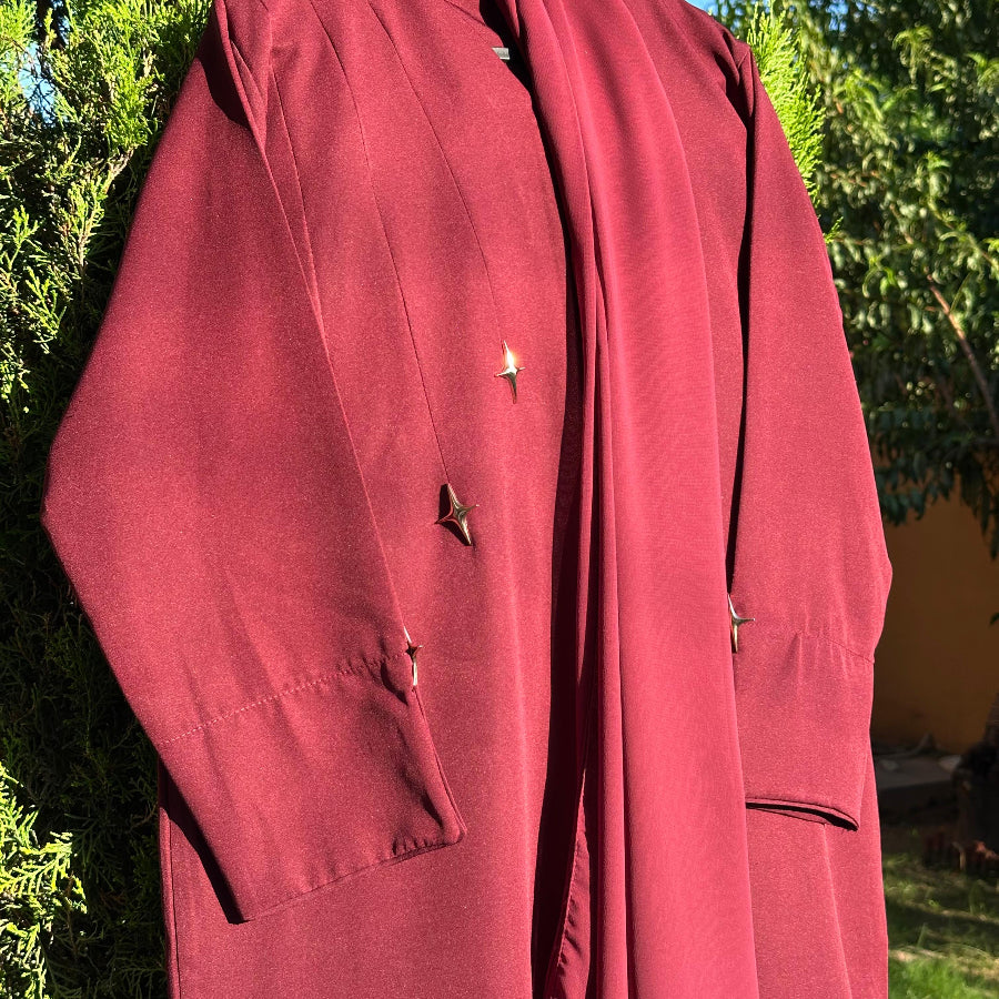 Women’s Modest Wear – Maroon Abaya with Scarf Included