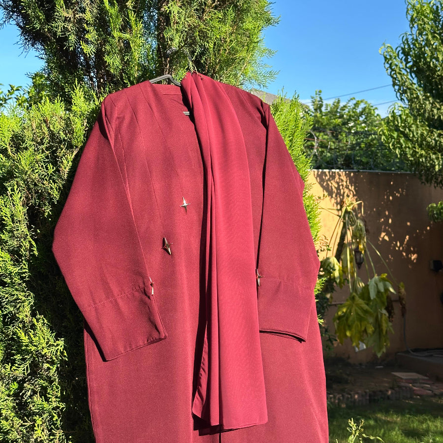 Women’s Modest Wear – Maroon Abaya with Scarf Included