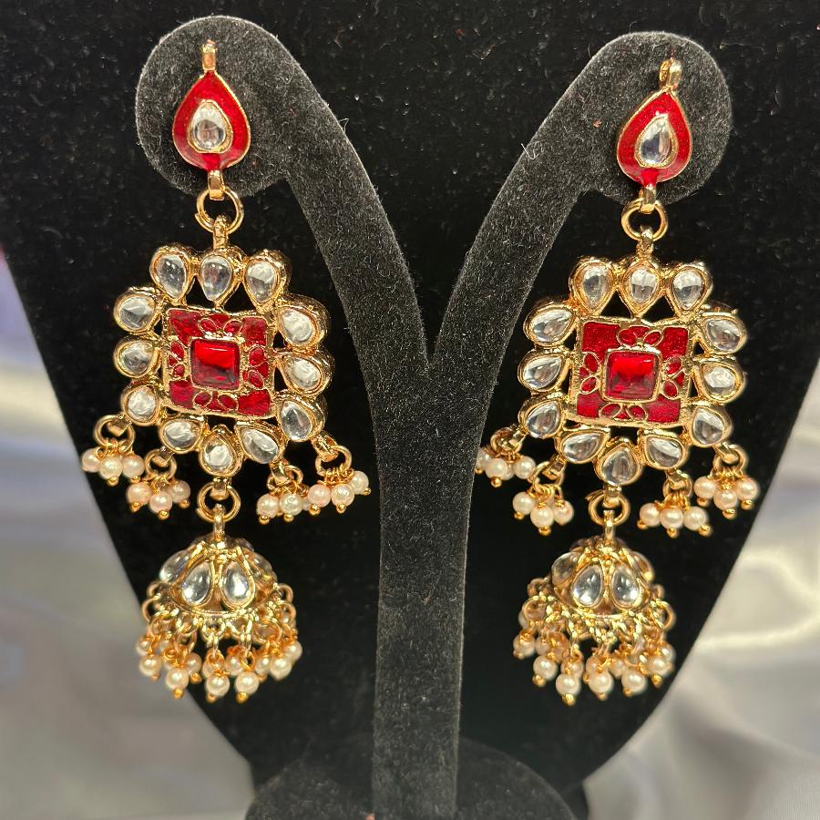 Kundan Necklace Choker Red Set