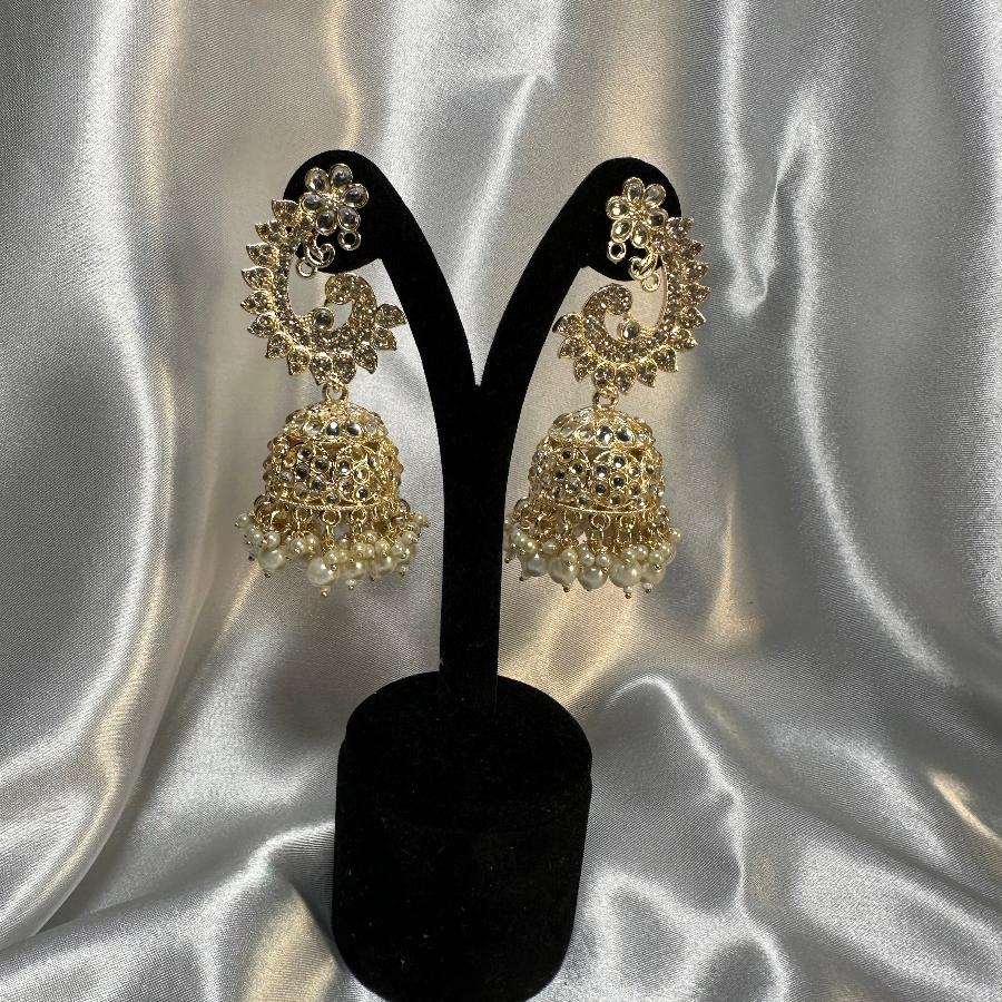 Earring Pearl Cascade Kundan Jhumka