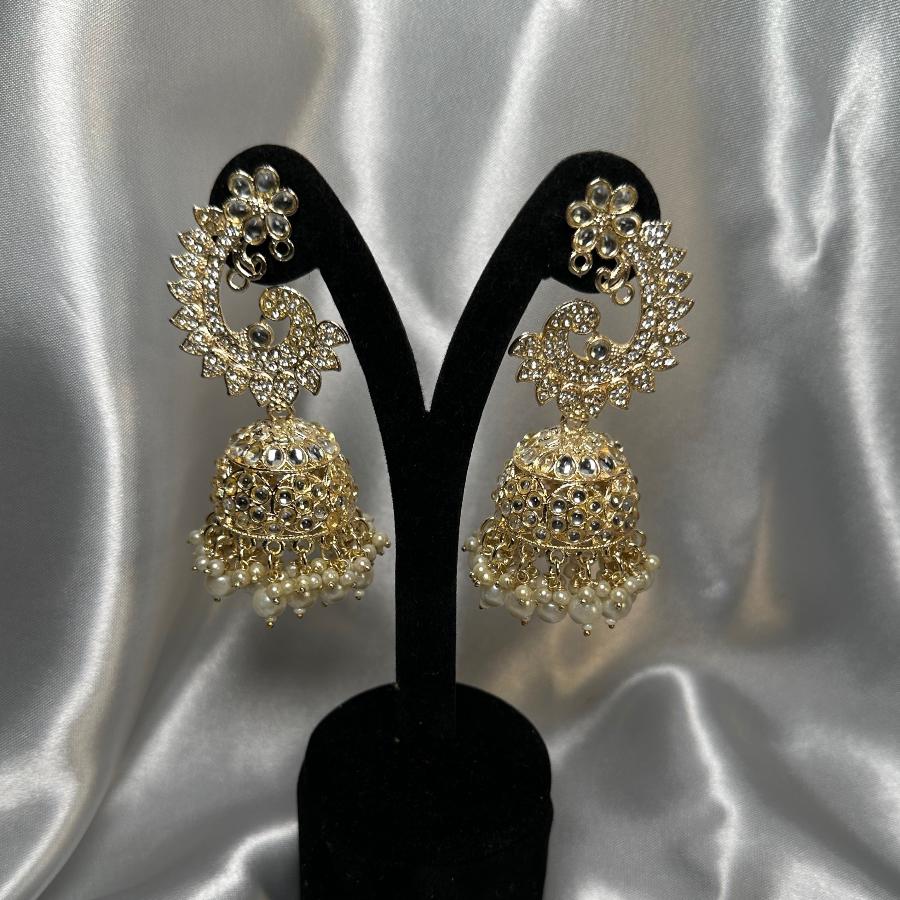 Earring Pearl Cascade Kundan Jhumka