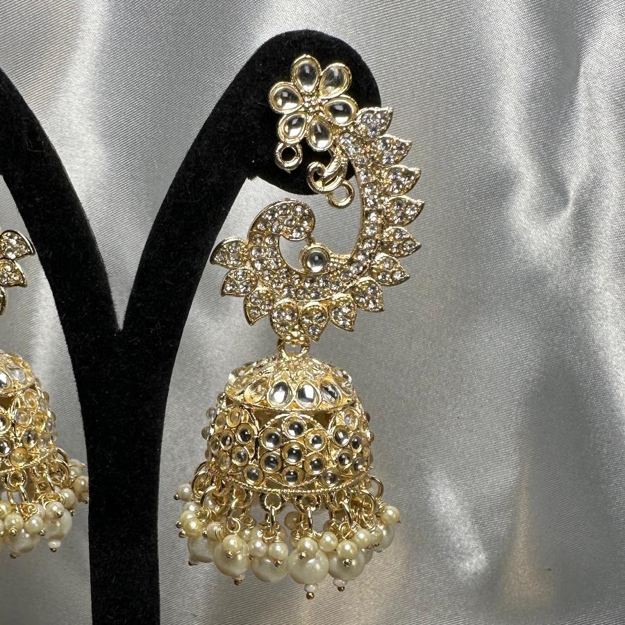 Earring Pearl Cascade Kundan Jhumka