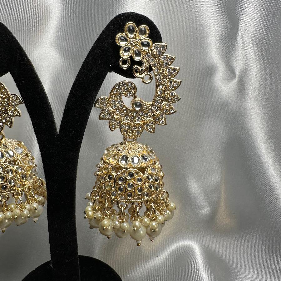 Earring Pearl Cascade Kundan Jhumka