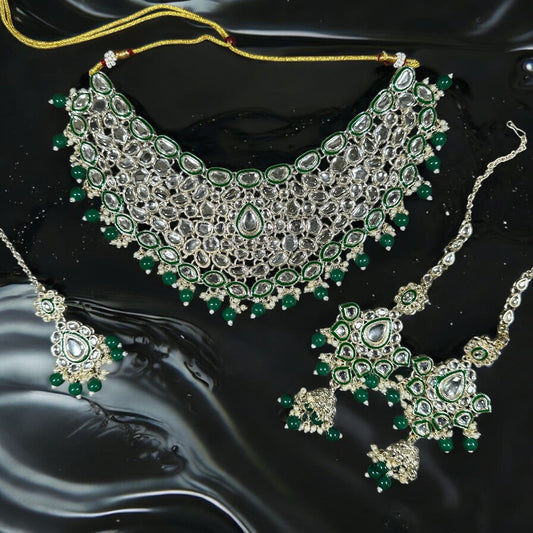 Green Polki Kundan Bridal set