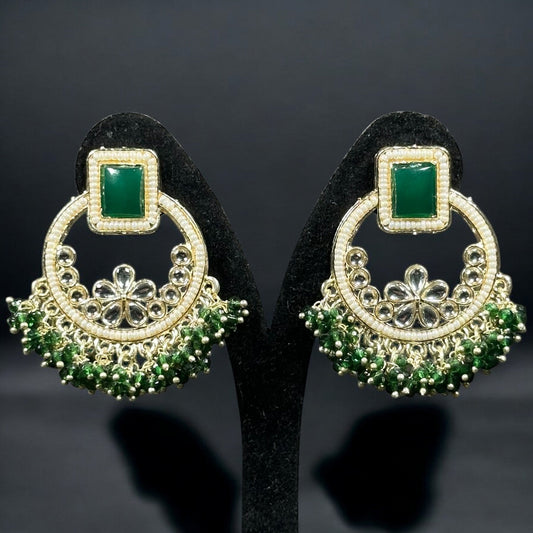 Green Kundan Earrings