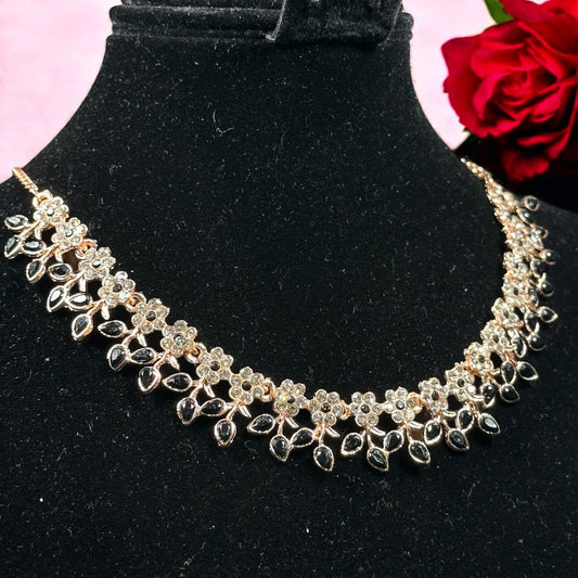 rose gold black necklace set