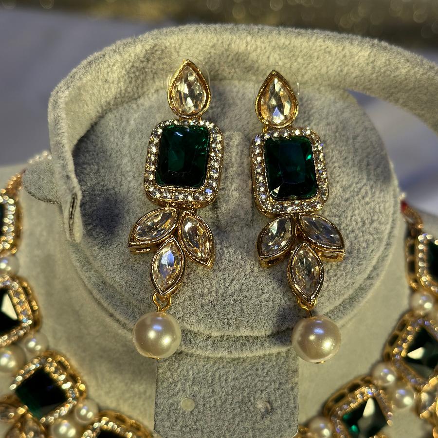 Kundan Necklace Green Set