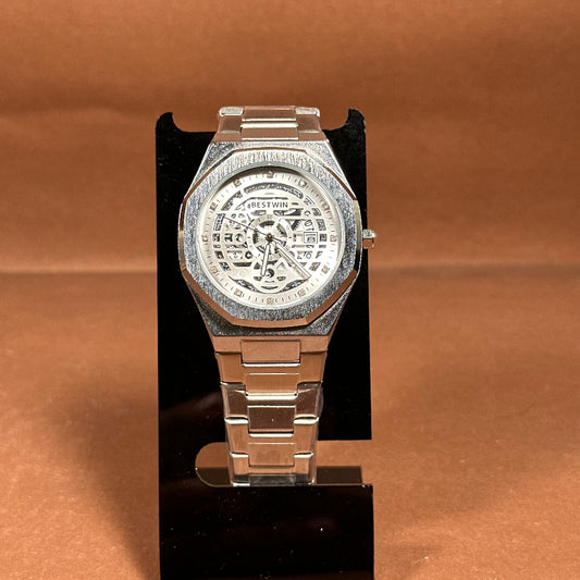 Bestwin Skeleton Watch For Men In Metal With Butterfly Lock