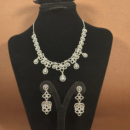 Delicate Teardrop AD Zircon Necklace Set