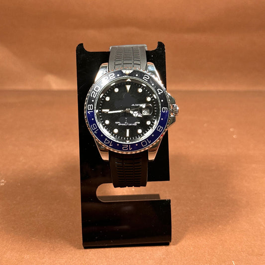 Dual-Tone Bezel Men’s Sport Watch with Rubber Strap