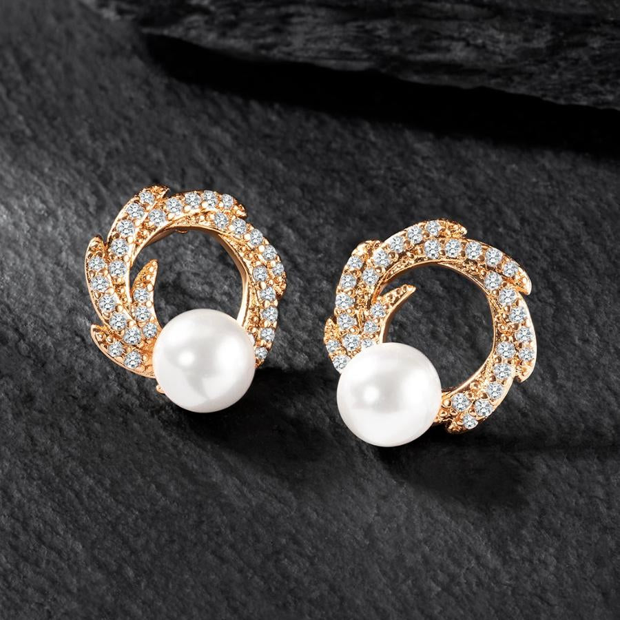 Earrings With American Diamond Cubic Zircon 18 Carat Rose Gold