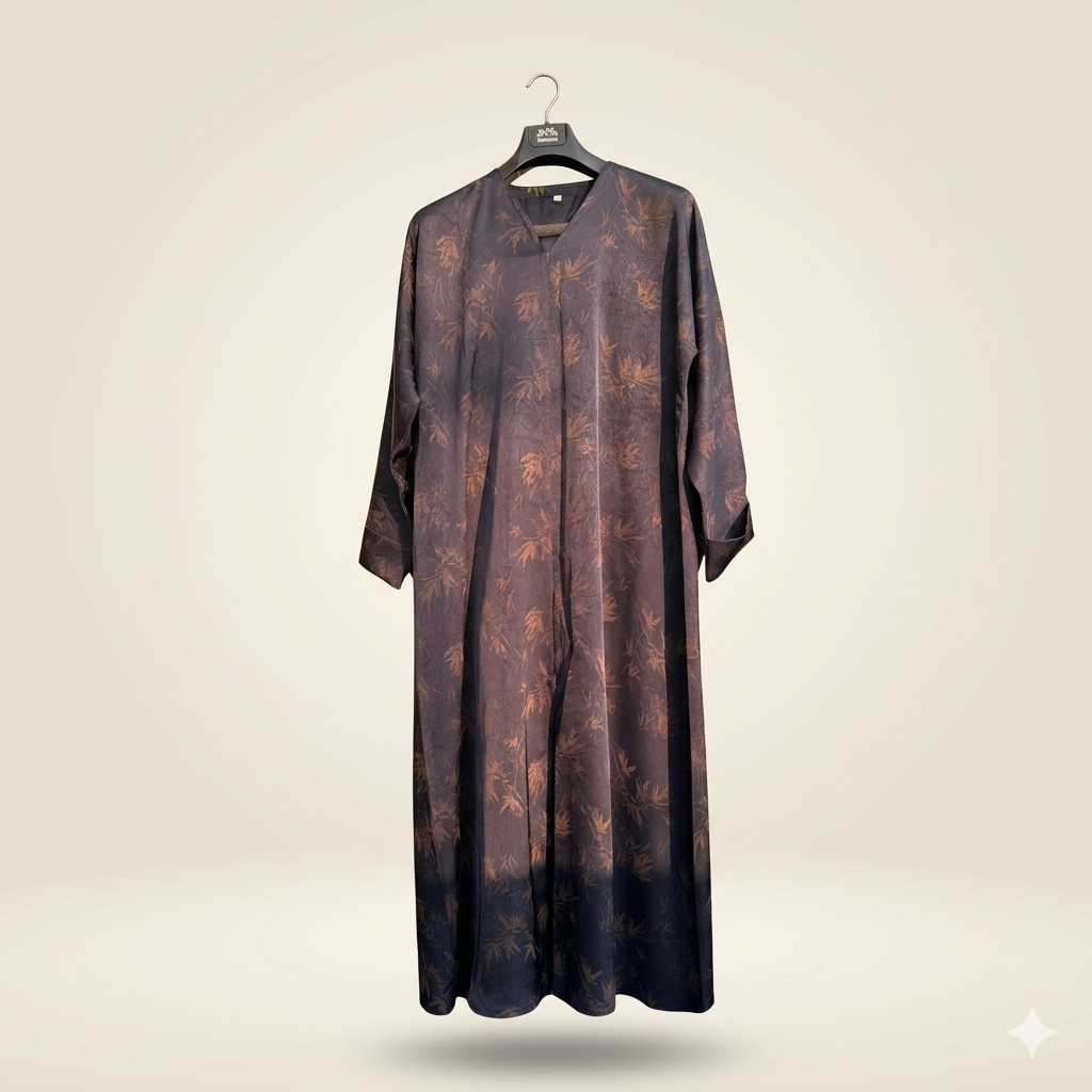 Rustic Dark Blue Floral Abaya – Simple Yet Graceful