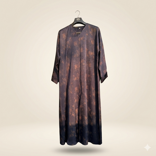 Rustic Dark Blue Floral Abaya – Simple Yet Graceful
